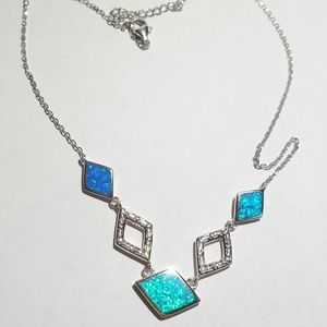 Sterling Silver blue opal necklace